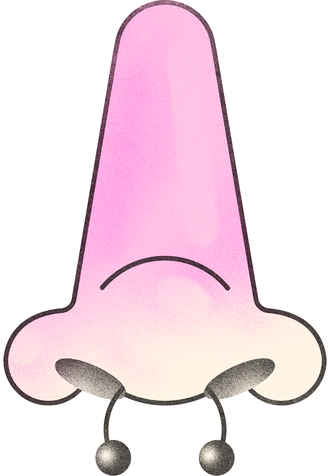 An illustration of a nose with a septum ring.
